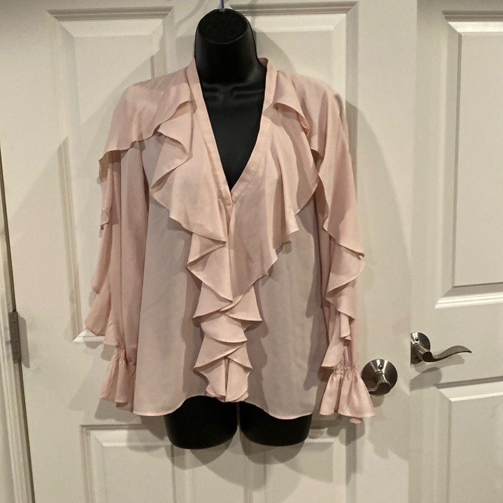XS Zara tan ruffle blouse - care tags removed